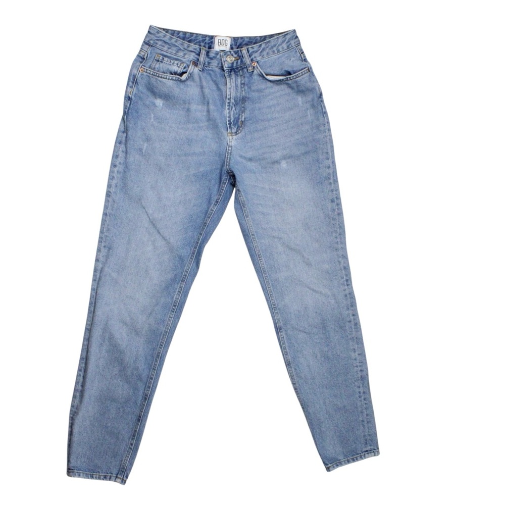 BDG Mom Jeans Womens 27 Blue Medium Wash Taper High Waist 100% Cotton Fading